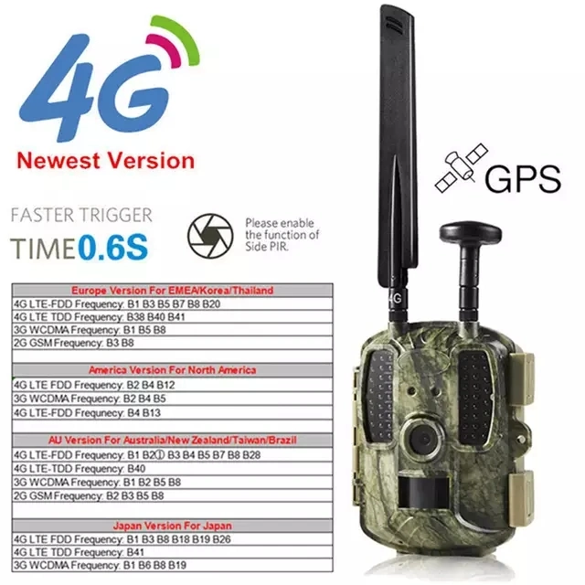 2020 Made in China 1080P Wireless SMS MMS GPRS GSM 4G Hunting Camera Wildlife 4G Trail Camera with Box and Power Supply