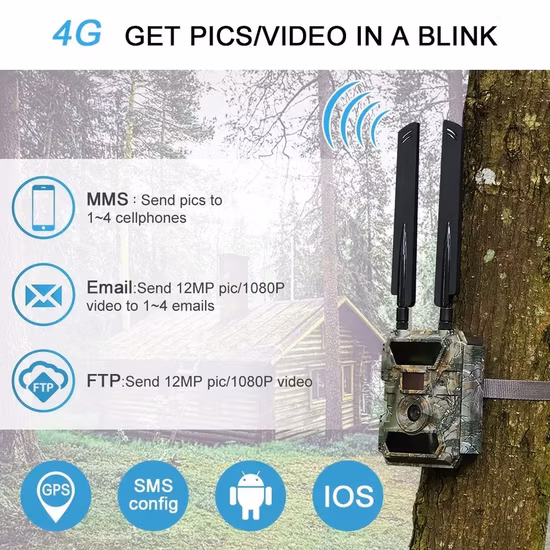 2020 Made in China 1080P Wireless SMS MMS GPRS GSM 4G Hunting Camera Wildlife 4G Trail Camera with Box and Power Supply